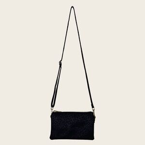 Jen & Co Black Leopard Print Riley Vegan Crossbody